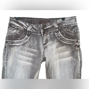 Vintage Salvaje Jeans Low Rise Gray Brown Wash With Studs‎ Size 14